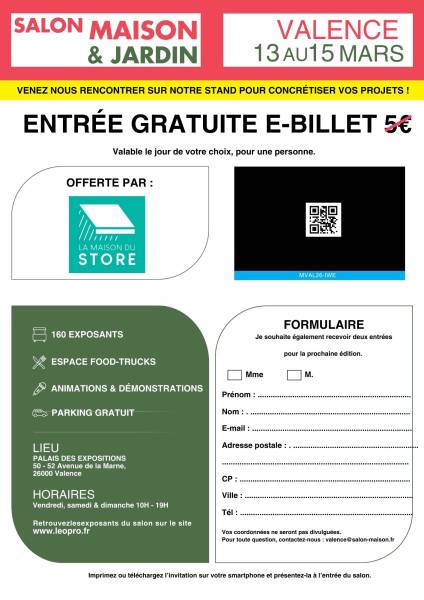 Retrouvez La Maison du Store au Salon Maison & Jardin de Valence du 13 au 15 mars 2026